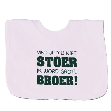 Baby Slabbetje met tekst -  ik word grote broer stoer